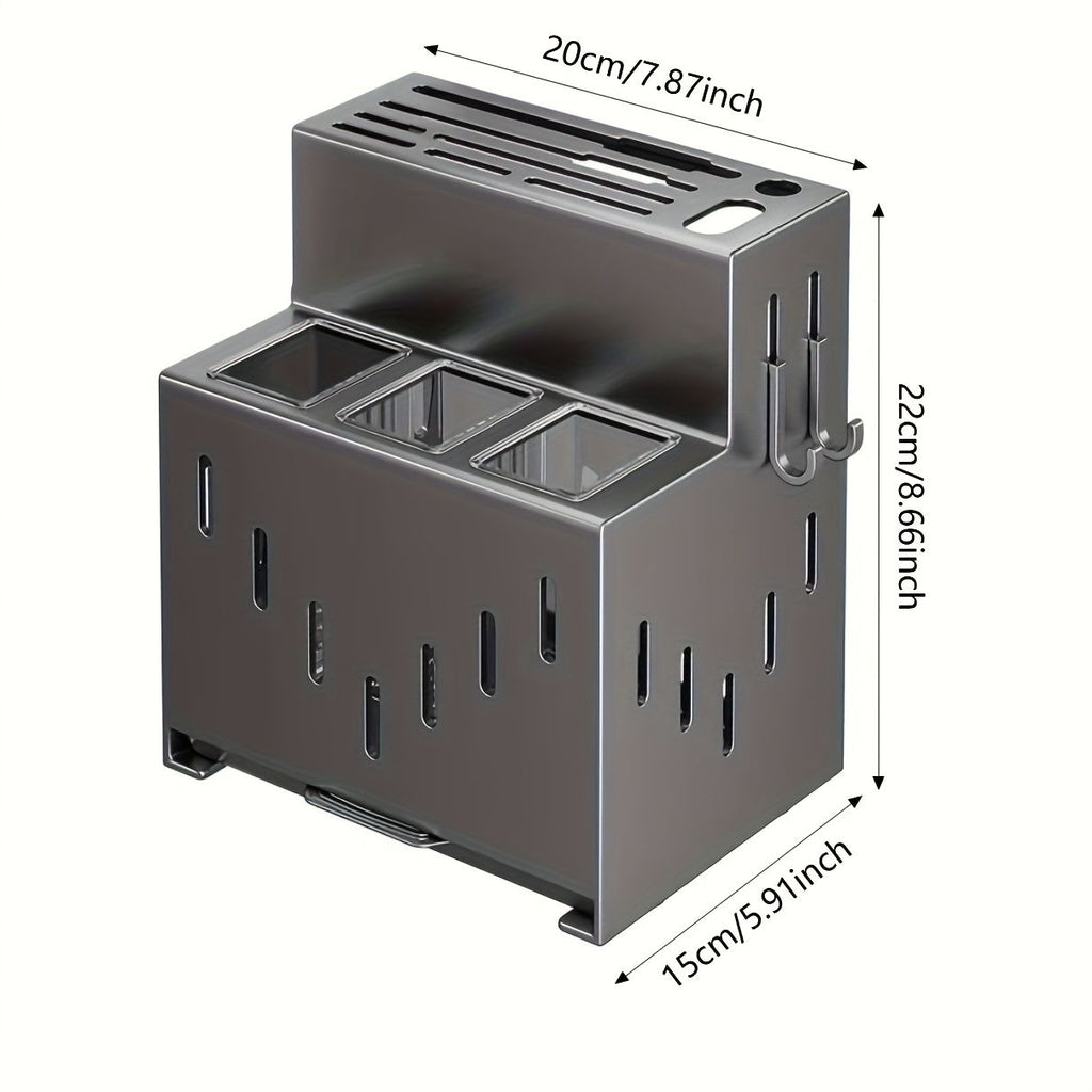 Gray kitchen knife storage rack, kitchen utensils organizer, knife holder, kitchen storage solution, high-quality kitchen rack, knife block organizer, countertop knife rack, Australian kitchen storage, kitchen tool organizer