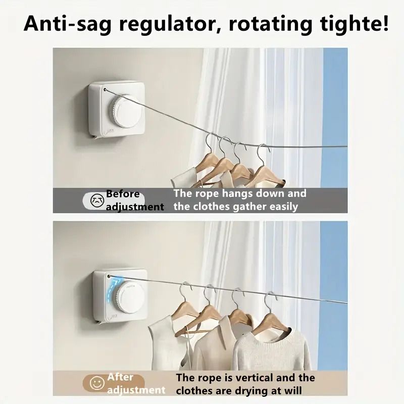 Gray Wall-Mounted Adjustable Clothes Hanger, Space-Saving Laundry Organizer