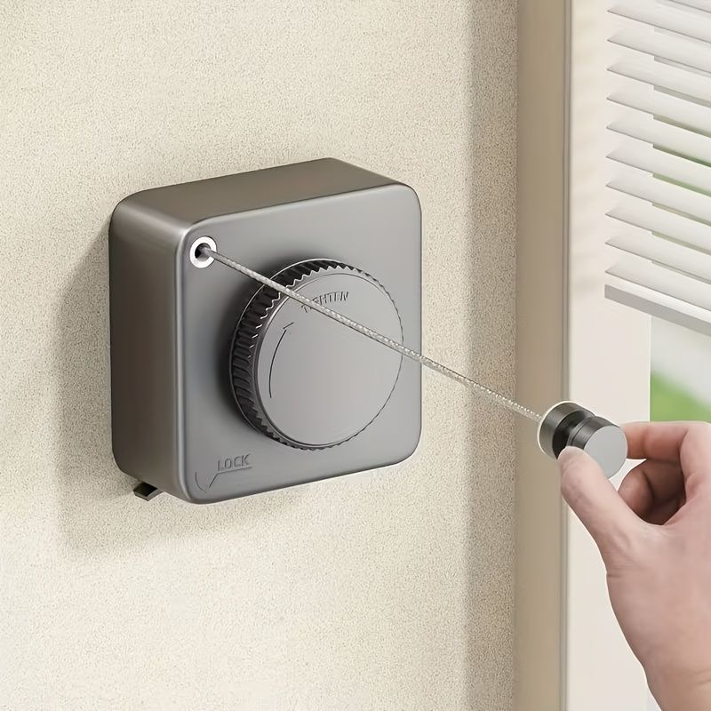 Gray Wall-Mounted Adjustable Clothes Hanger, Space-Saving Laundry Organizer