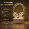 Headphone version Creative Acrylic LED Night Light - Warm White Ambient Table Lamp, Decorative Desktop Mood Light, Cartoon and Creative Display Design, Compact Gift for Bedroom Living Room Office