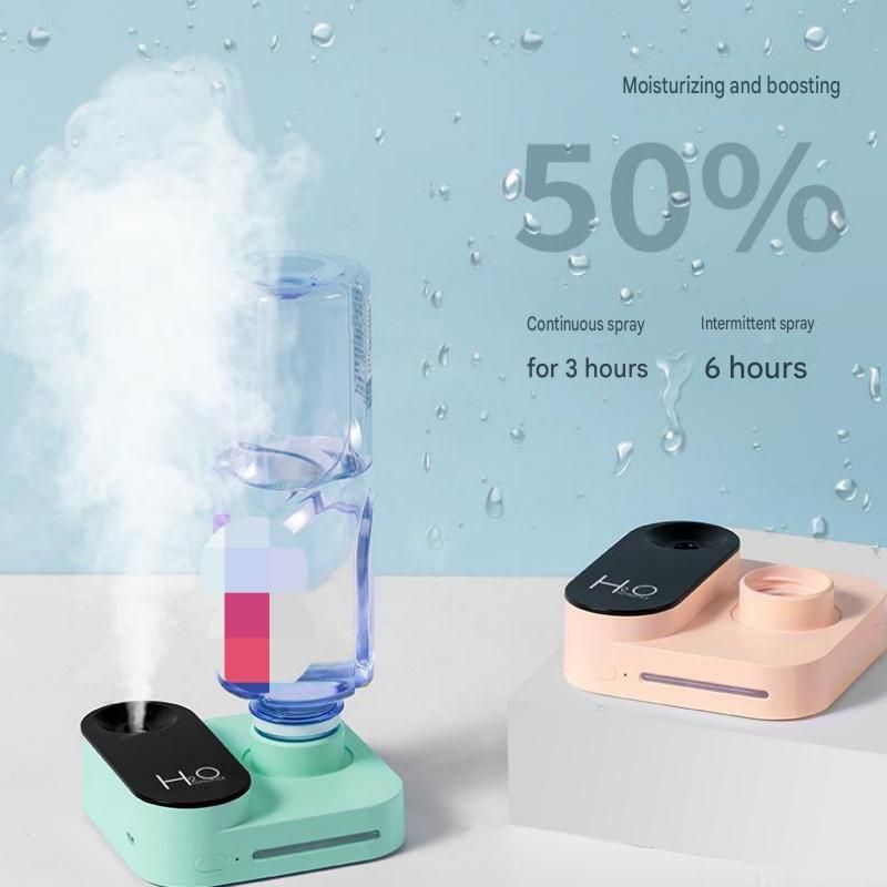 Pink Mini Camera Humidifier, USB Rechargeable Portable Water Bottle Humidifier with LED Night Light, Wireless Desktop Mist Maker for Office, Bedroom, Travel & Car